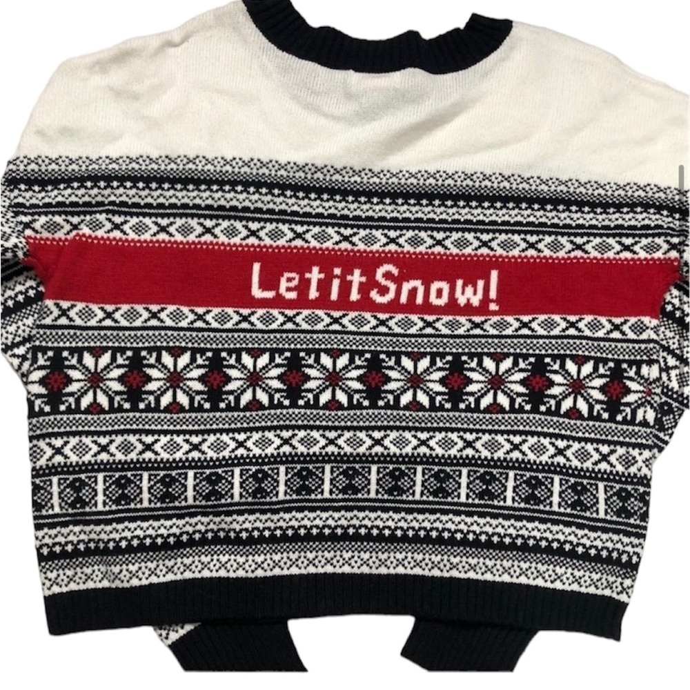 Cotton/Wool Blend Let It Snow Knit Sweater